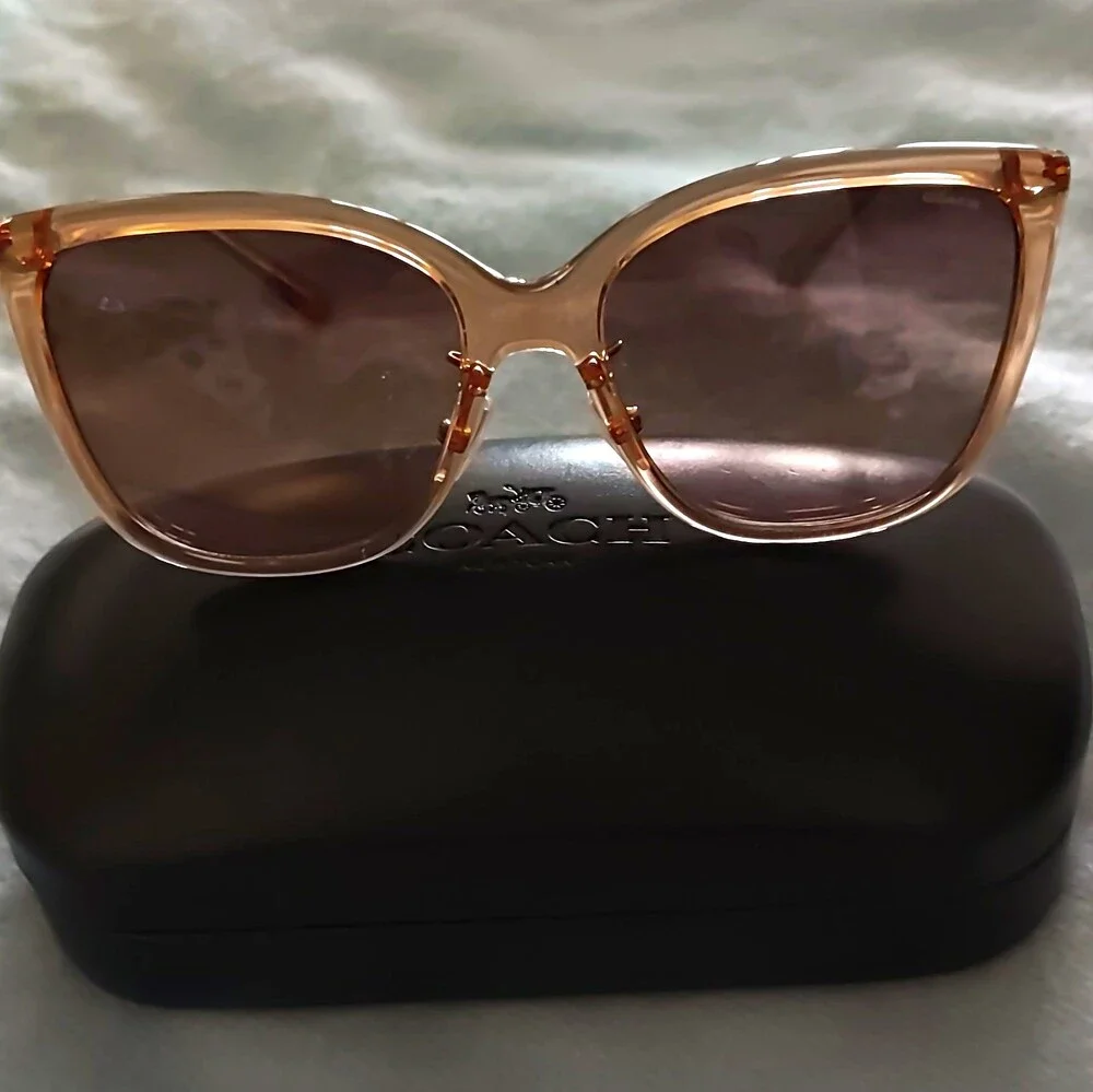 Coach HC 816 Women Square Oversized Sunglasses Brown Frame Brown Gradient UV400